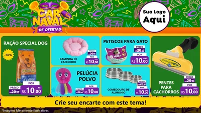 Modelo de TV para TV Horizontal com o tema Carnaval de Ofertas para Pet Shop