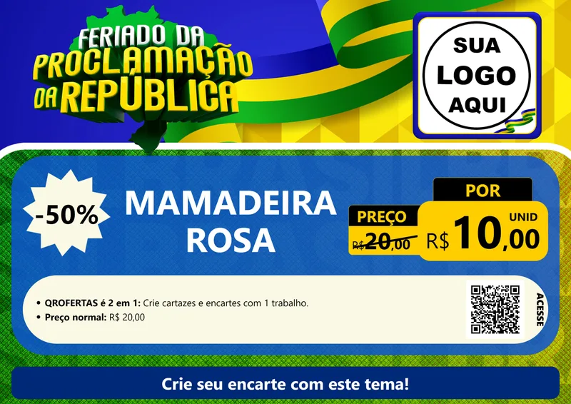 Modelo de Cartaz para Cartaz A4 Horizontal com o tema Feriado da Proclamação da República para Bebês