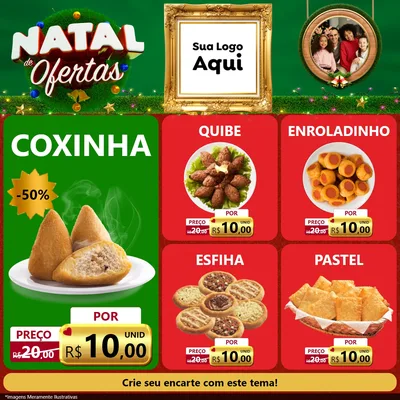 Modelo de Rede Social para Feed Facebook com o tema Natal de Ofertas para Salgadaria