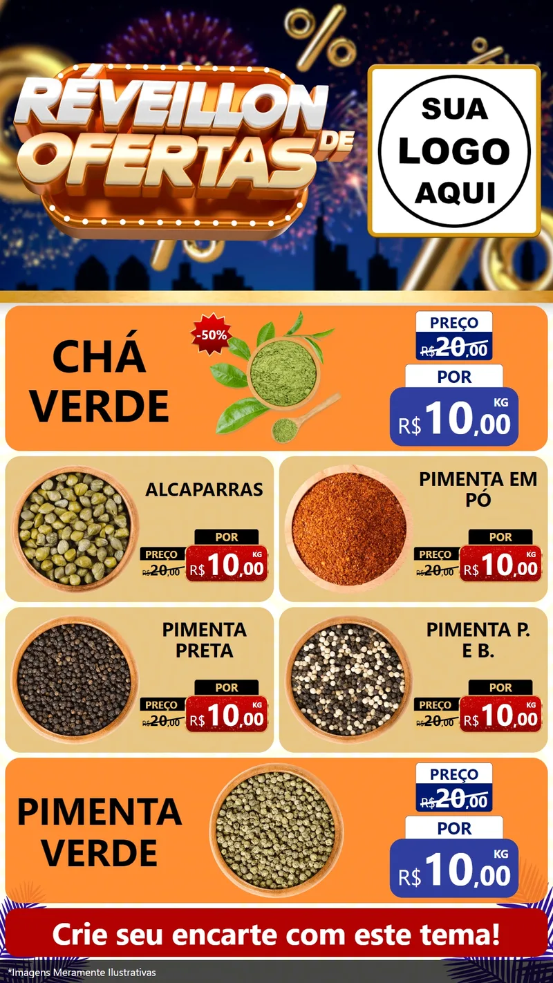 Modelo de TV para TV Vertical com o tema Réveillon de Ofertas para Produtos Naturais