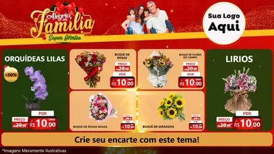 Modelo de TV para TV Horizontal com o tema Alegria em Família Super Ofertas - Natal para Floricultura e jardim