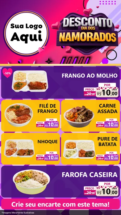 Modelo de TV para TV Vertical com o tema Desconto Dia dos Namorados para Restaurante