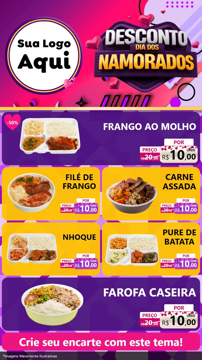 Modelo de TV para TV Vertical com o tema Desconto Dia dos Namorados para Restaurante