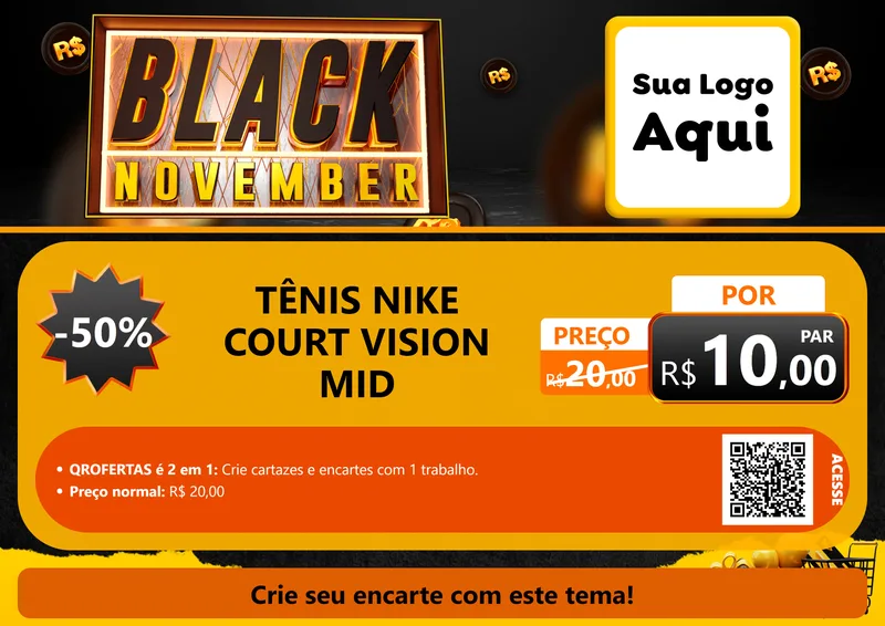 Modelo de Cartaz para Cartaz A4 Horizontal com o tema Black November para Calçados