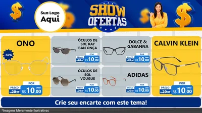 Modelo de TV para TV Horizontal com o tema Show de Ofertas para Óticas