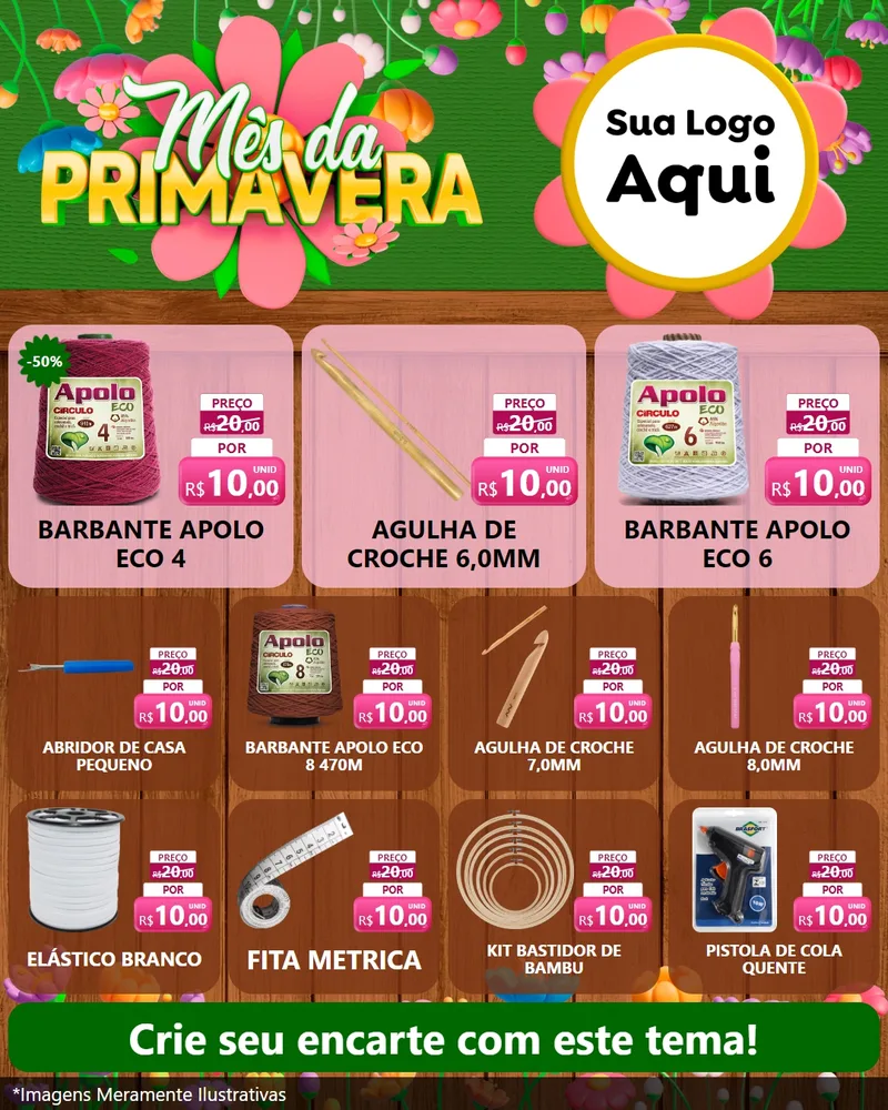Modelo de Rede Social para Feed Instagram com o tema Mês da Primavera para Armarinho e Aviamentos