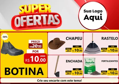 Modelo de Encarte para Encarte A4 Horizontal com o tema Super Ofertas para Agropecuária