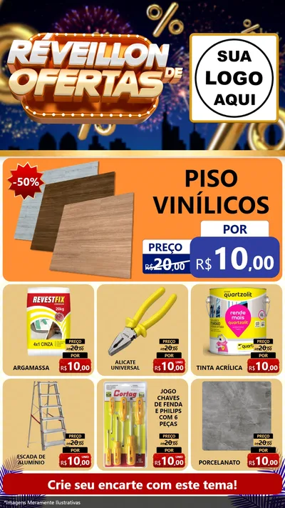 Modelo de Rede Social para Stories com o tema Réveillon de Ofertas para Material para Construção