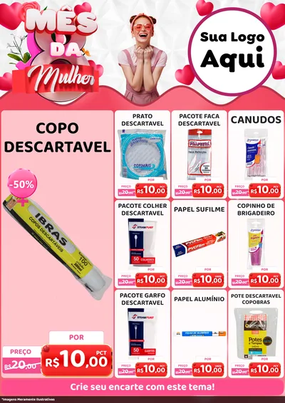 Modelo de Encarte para Encarte A4 Vertical com o tema Mês da Mulher para Embalagens