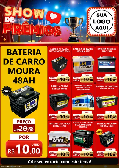 Modelo de Encarte para Encarte A4 Vertical com o tema Show de Prêmios para Baterias Elétricas