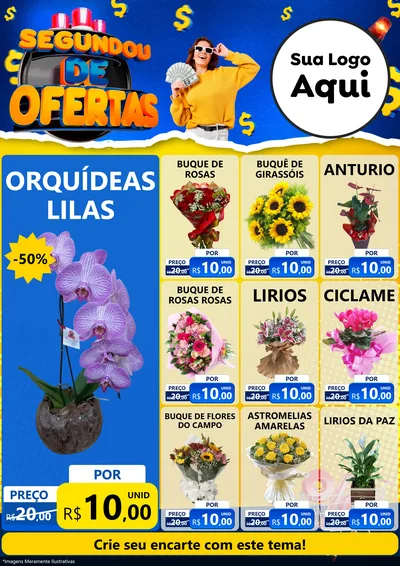 Modelo de Encarte para Encarte A4 Vertical com o tema Segundou de Ofertas para Floricultura e jardim