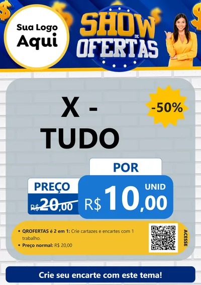 Modelo de Cartaz para Cartaz A4 Vertical com o tema Show de Ofertas para Hamburgueria