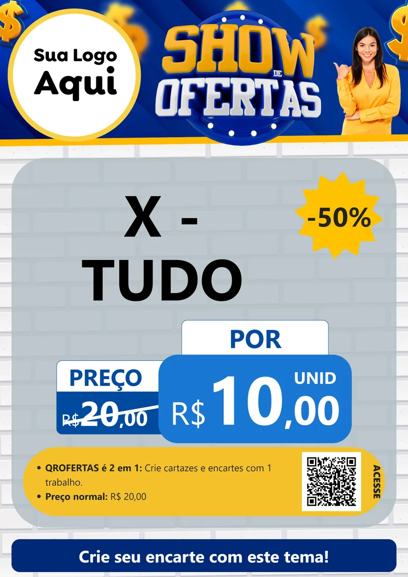 Modelo de Cartaz para Cartaz A4 Vertical com o tema Show de Ofertas para Hamburgueria