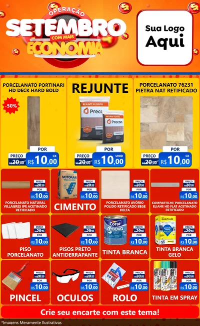 Modelo de Encarte para Encarte Grande com o tema Operação Setembro Com Muita Economia para Pisos e revestimentos