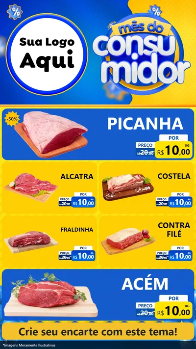 Modelo de TV para TV Vertical com o tema Mês do Consumidor para Açougue