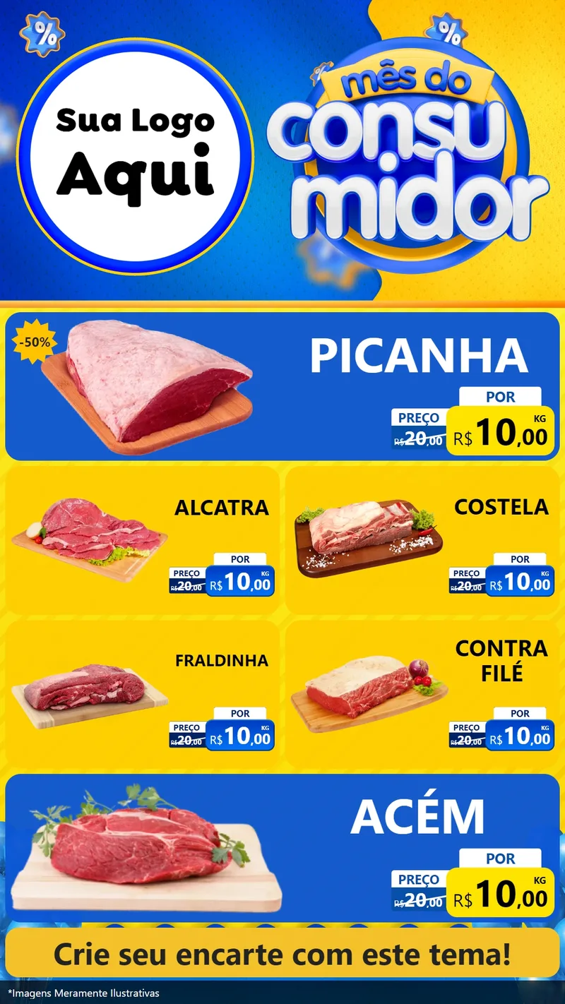 Modelo de TV para TV Vertical com o tema Mês do Consumidor para Açougue