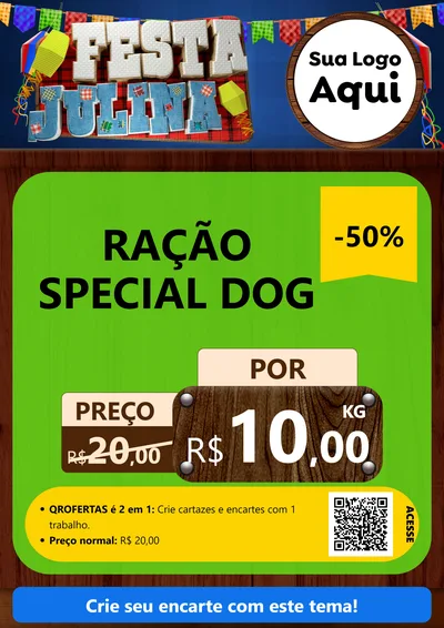 Modelo de Cartaz para Cartaz A4 Vertical com o tema Festa Julina para Pet Shop