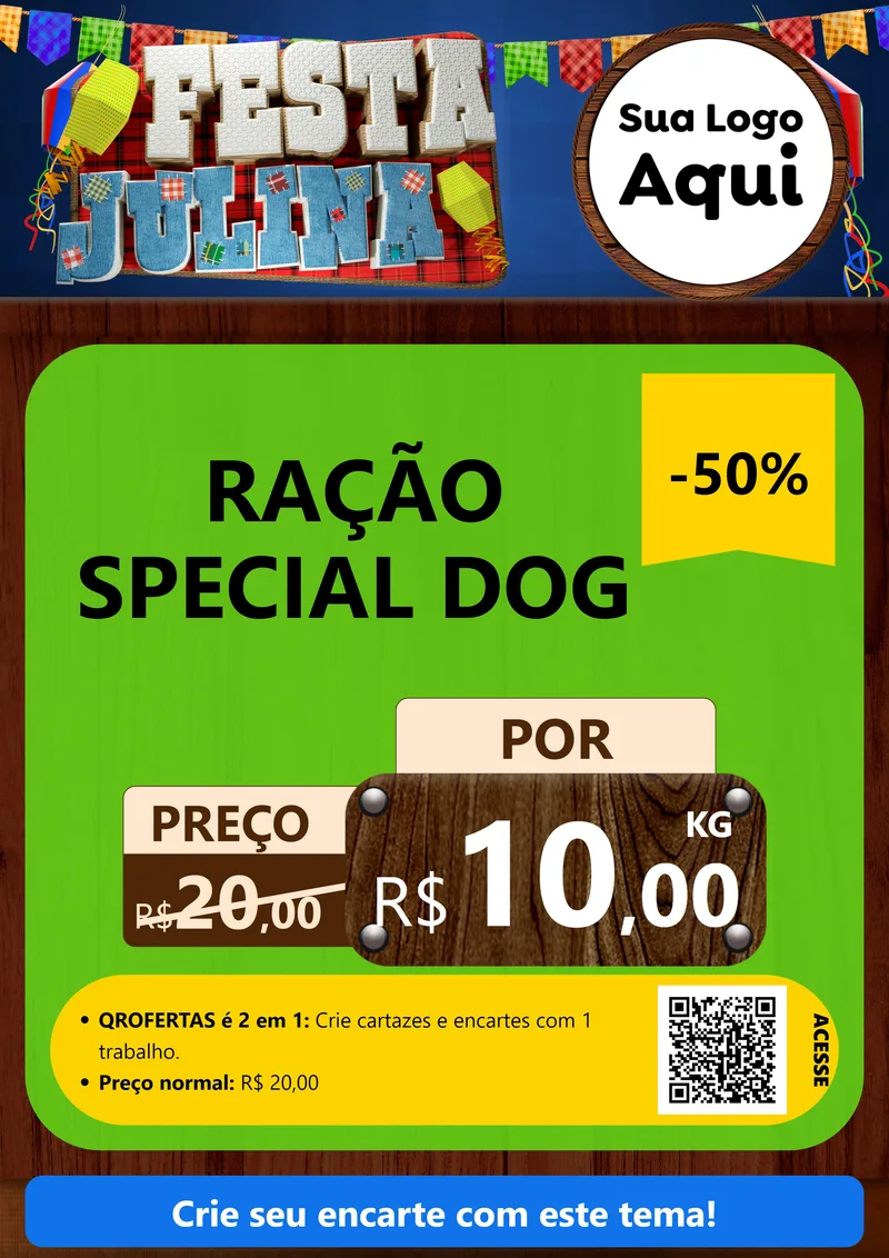 Modelo de Cartaz para Cartaz A4 Vertical com o tema Festa Julina para Pet Shop