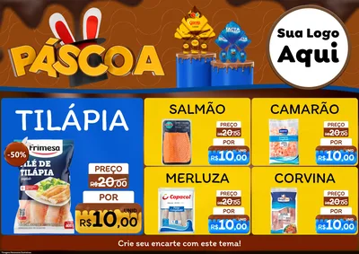 Modelo de Encarte para Encarte A4 Horizontal com o tema Páscoa para Peixaria