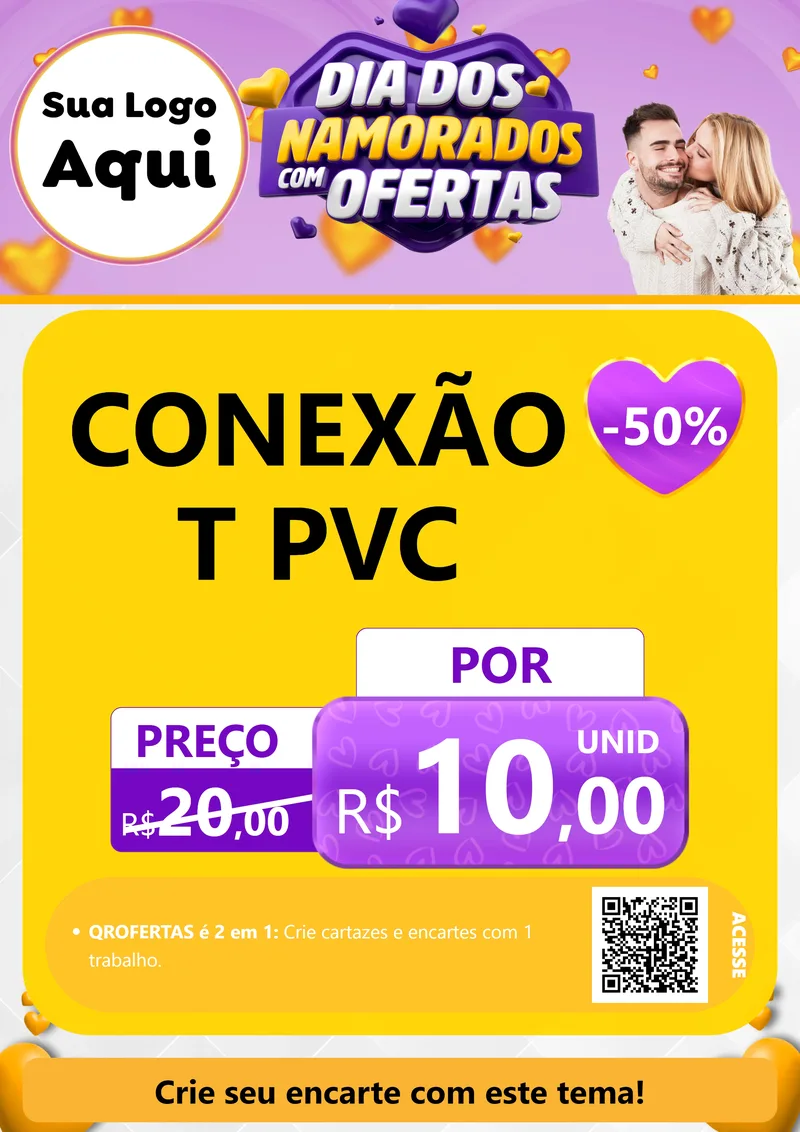 Modelo de Cartaz para Cartaz A4 Vertical com o tema Dia Dos Namorados Com Ofertas para Tubos e conexões