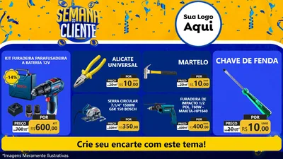 Modelo de TV para TV Horizontal com o tema Semana do Cliente para Maquinas e Ferramentas