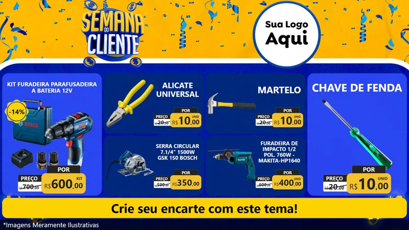 Modelo de TV para TV Horizontal com o tema Semana do Cliente para Maquinas e Ferramentas