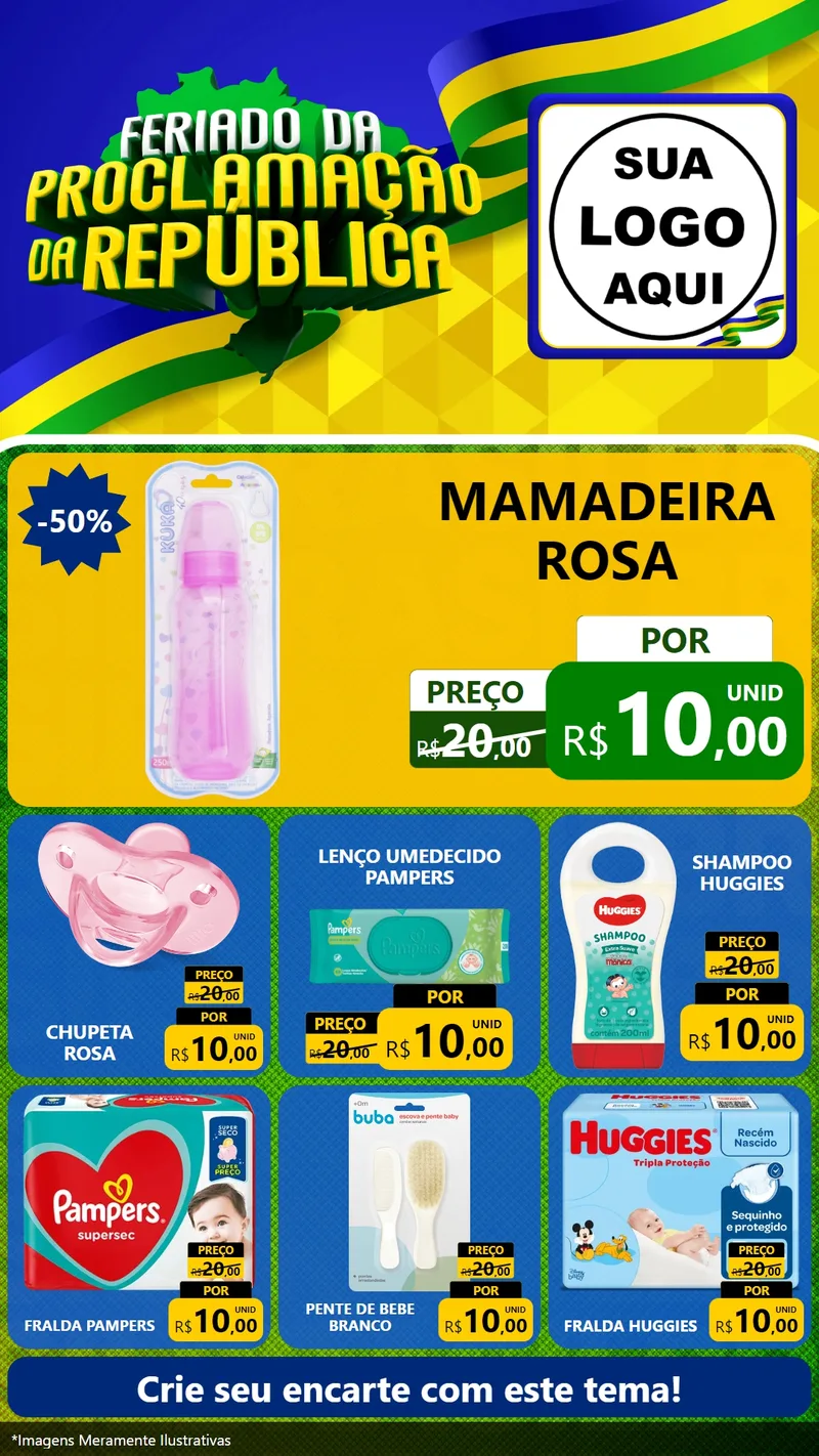 Modelo de Rede Social para Stories com o tema Feriado da Proclamação da República para Bebês