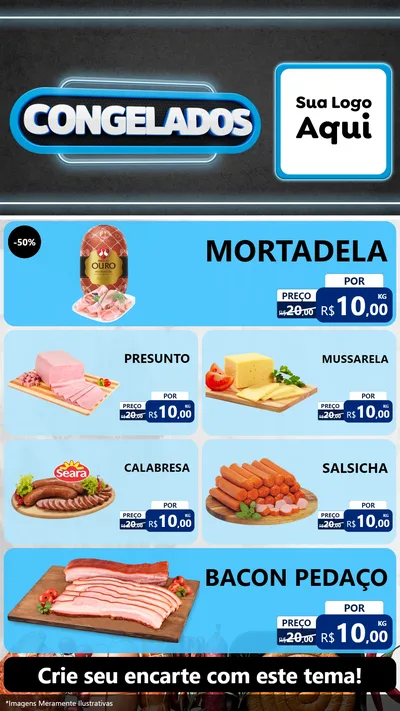Modelo de TV para TV Vertical com o tema Congelados para Frios e Laticínios