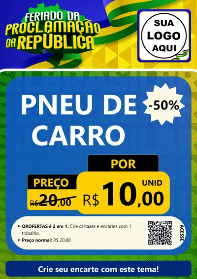 Modelo de Cartaz para Cartaz A4 Vertical com o tema Feriado da Proclamação da República para Auto peças