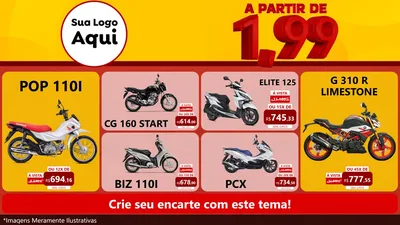 Modelo de TV para TV Horizontal com o tema A Partir de Um e Noventa e Nove - 1,99 para Concessionaria de Motos