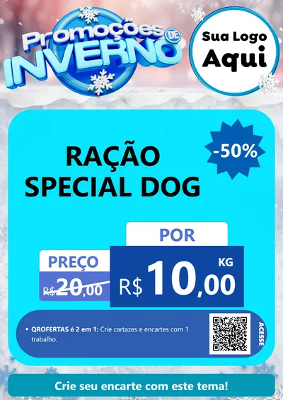 Modelo de Cartaz para Cartaz A4 Vertical com o tema Promoções de Inverno para Pet Shop
