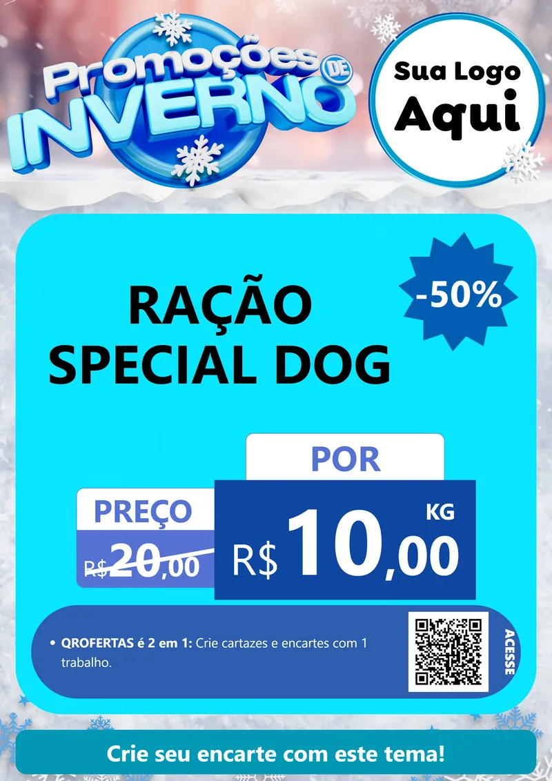 Modelo de Cartaz para Cartaz A4 Vertical com o tema Promoções de Inverno para Pet Shop