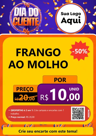 Modelo de Cartaz para Cartaz A4 Vertical com o tema Dia do Cliente para Restaurante