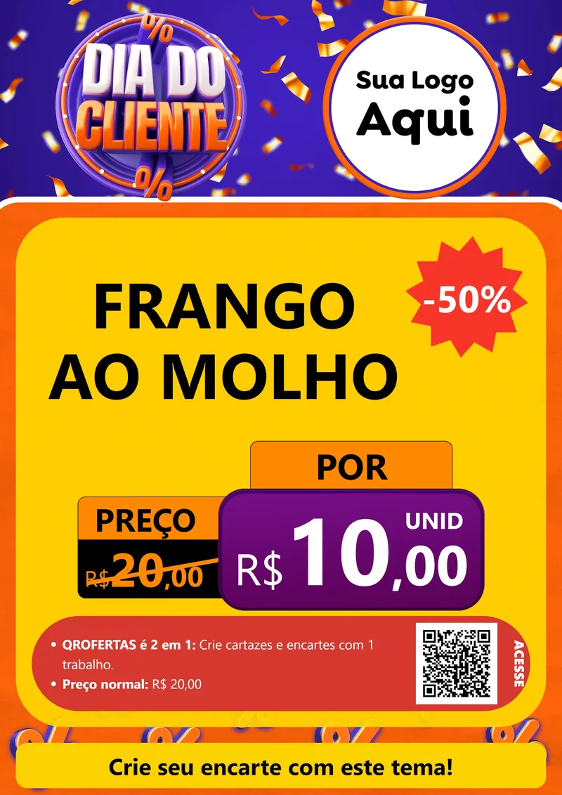 Modelo de Cartaz para Cartaz A4 Vertical com o tema Dia do Cliente para Restaurante