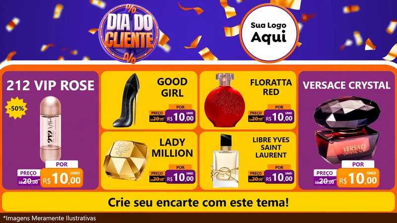 Modelo de TV para TV Horizontal com o tema Dia do Cliente para Perfumes