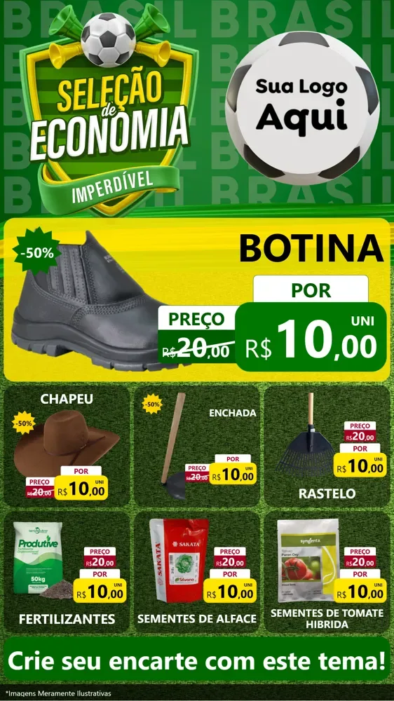 Modelo de Rede Social para Stories com o tema Seleção de Economia - Copa para Agropecuária
