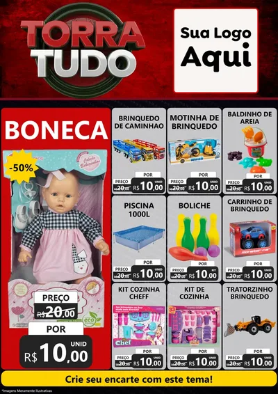 Modelo de Encarte para Encarte A4 Vertical com o tema Torra Tudo para Brinquedos