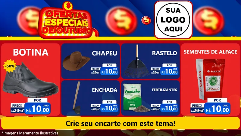 Modelo de TV para TV Horizontal com o tema Ofertas Especiais de Outubro para Agropecuária