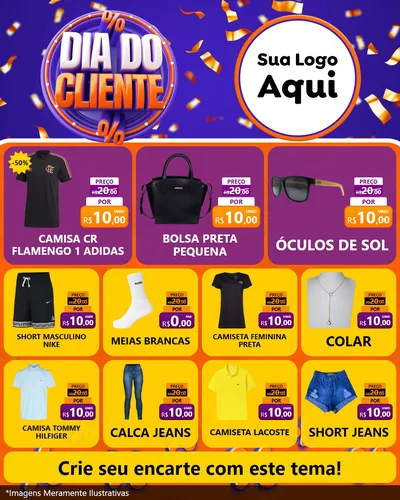 Modelo de Rede Social para Feed Instagram com o tema Dia do Cliente para Roupas e acessórios