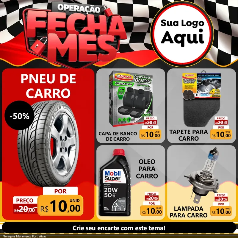 Modelo de Rede Social para Feed Facebook com o tema Operação Fecha Mês - Auto Moto para Auto peças