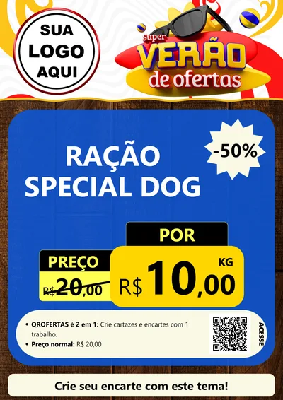 Modelo de Cartaz para Cartaz A4 Vertical com o tema Super Verão de Ofertas para Pet Shop