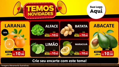 Modelo de TV para TV Horizontal com o tema Temos Novidades para Hortifrúti