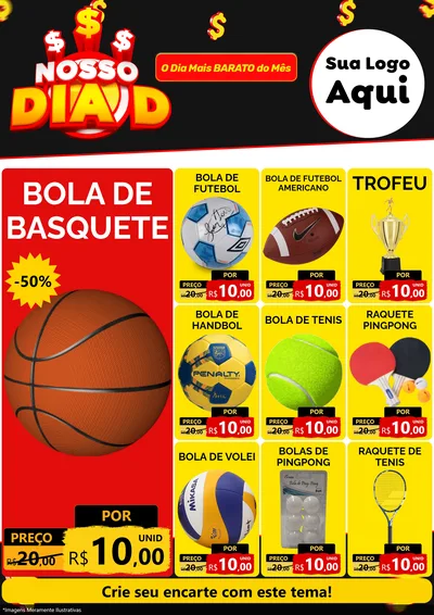 Modelo de Encarte para Encarte A4 Vertical com o tema Nosso Dia D para Artigos Esportivos