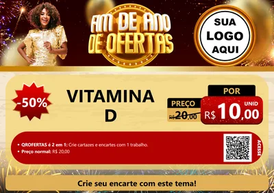 Modelo de Cartaz para Cartaz A4 Horizontal com o tema Fim de Ano de Ofertas para Farmácia