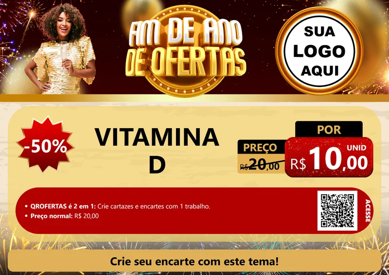 Modelo de Cartaz para Cartaz A4 Horizontal com o tema Fim de Ano de Ofertas para Farmácia