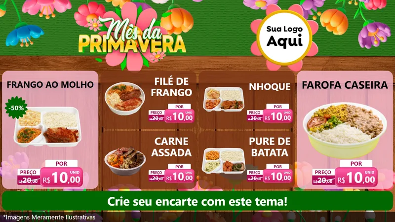 Modelo de TV para TV Horizontal com o tema Mês da Primavera para Restaurante