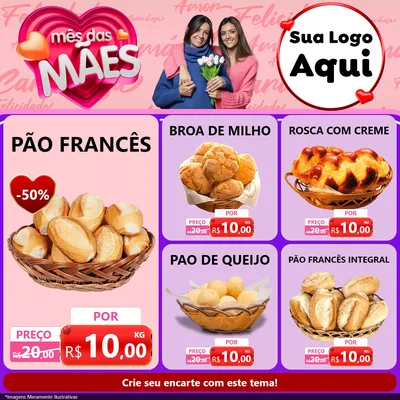 Modelo de Rede Social para Feed Facebook com o tema Mês Das Mães para Padaria
