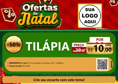Modelo de Cartaz para Cartaz A4 Horizontal com o tema Ofertas de Natal para Peixaria
