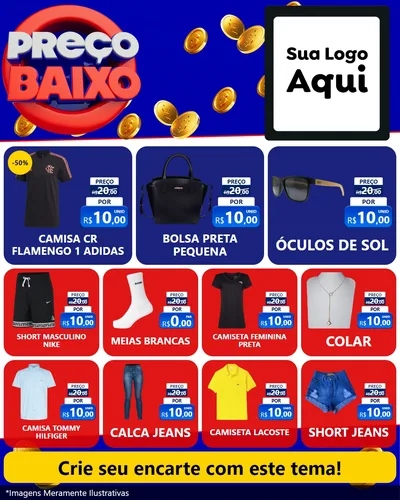 Modelo de Rede Social para Feed Instagram com o tema Preço Baixo para Roupas e acessórios