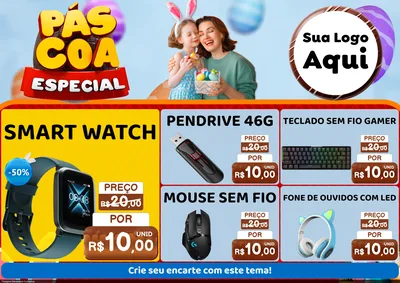 Modelo de Encarte para Encarte A4 Horizontal com o tema Páscoa Especial para Informática